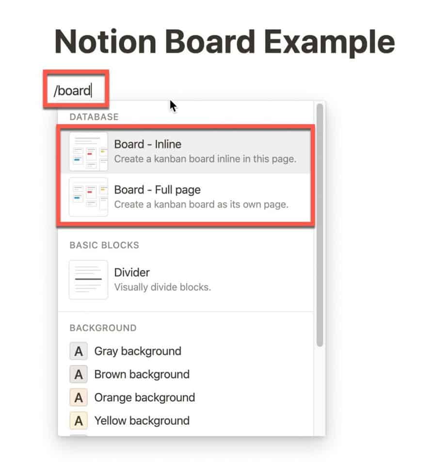 notion board add status