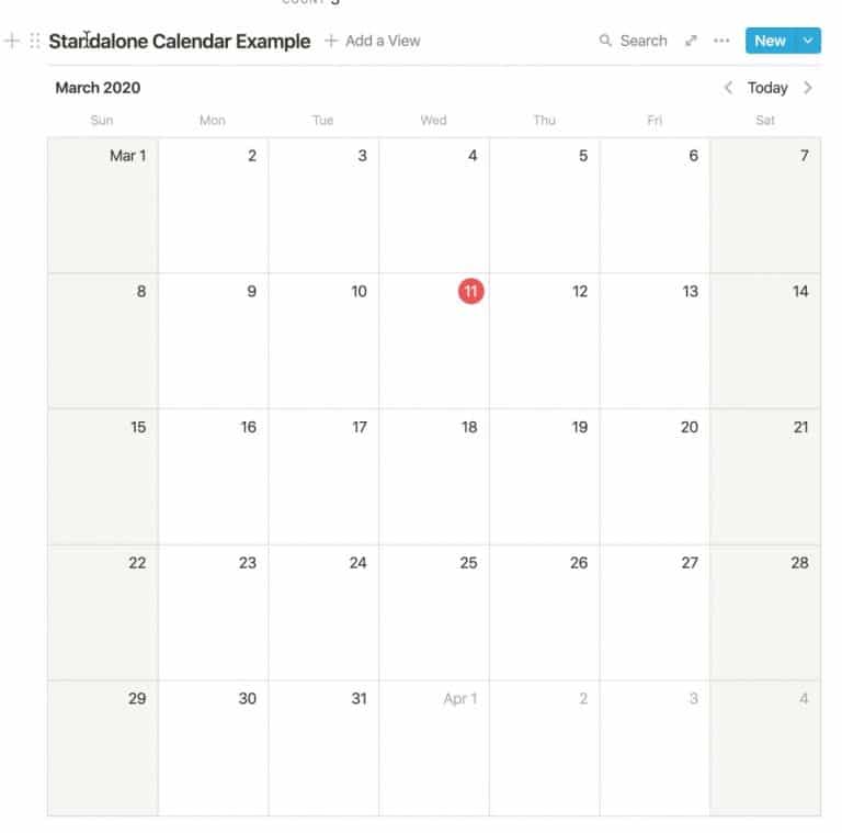 notion calendar template