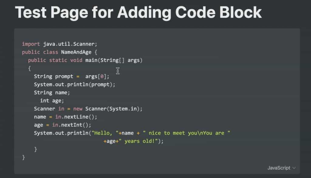 code blocks java