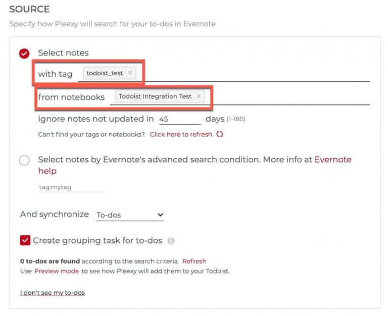 view tasks in evernote