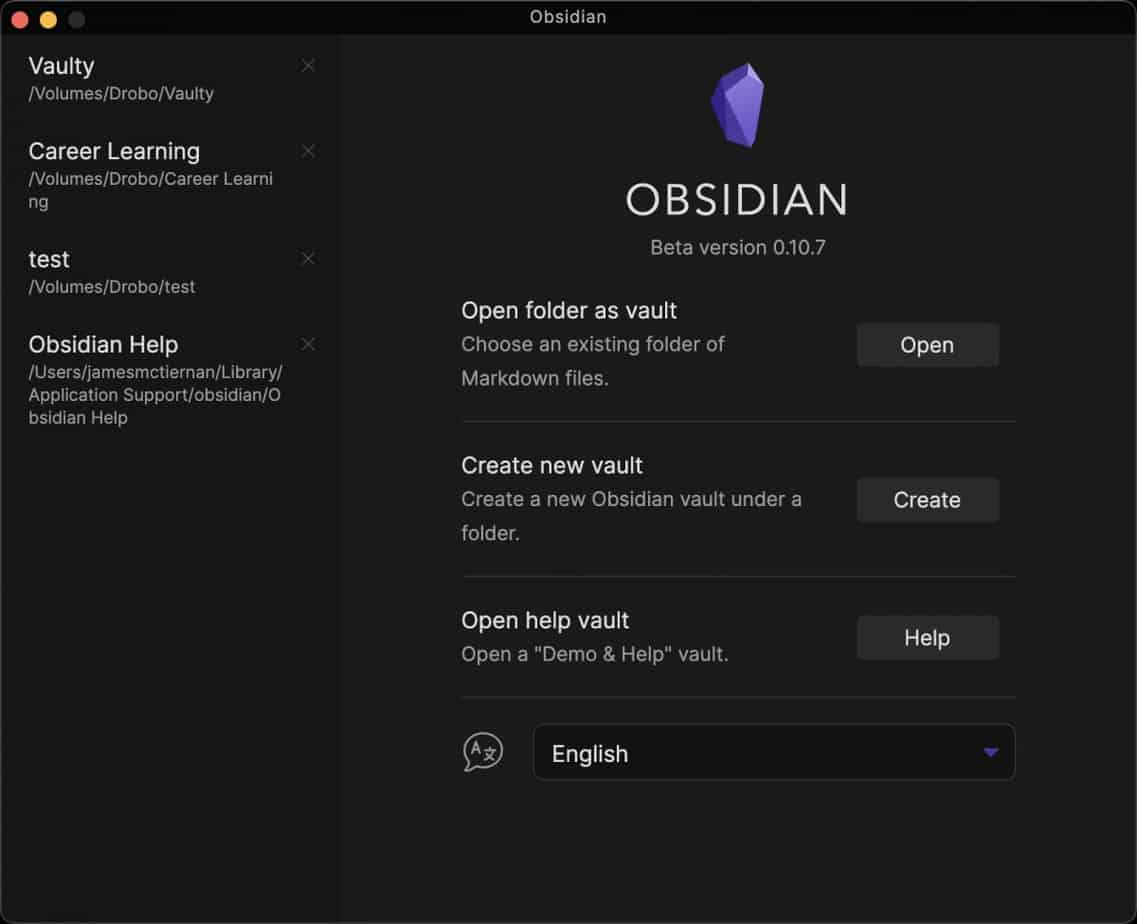 obsidian note taking app