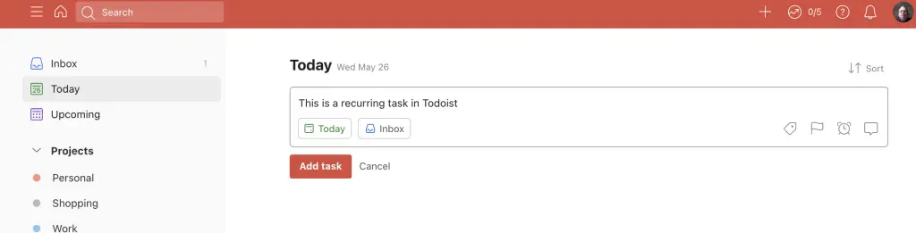recurring tasks on todoist