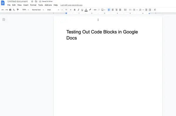 A document in Google Docs