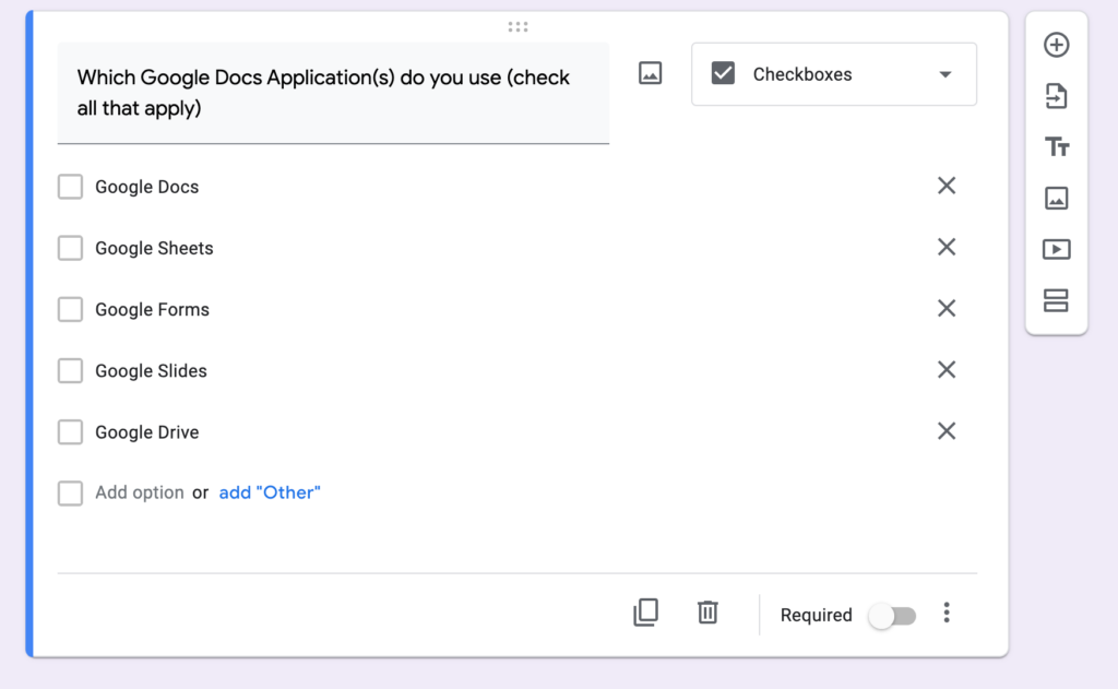 Checkboxes in Google Forms