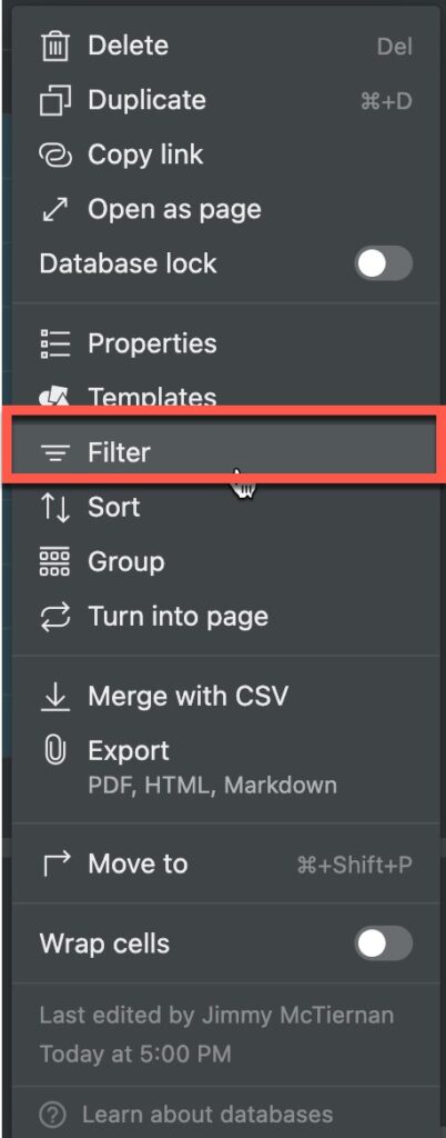 Select Filter from menu