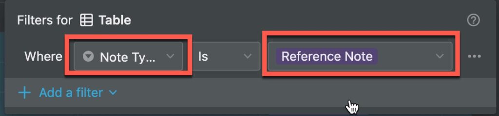 Select the reference note option 