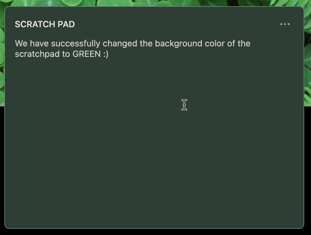 Green background for Scratchpad in Evernote Home