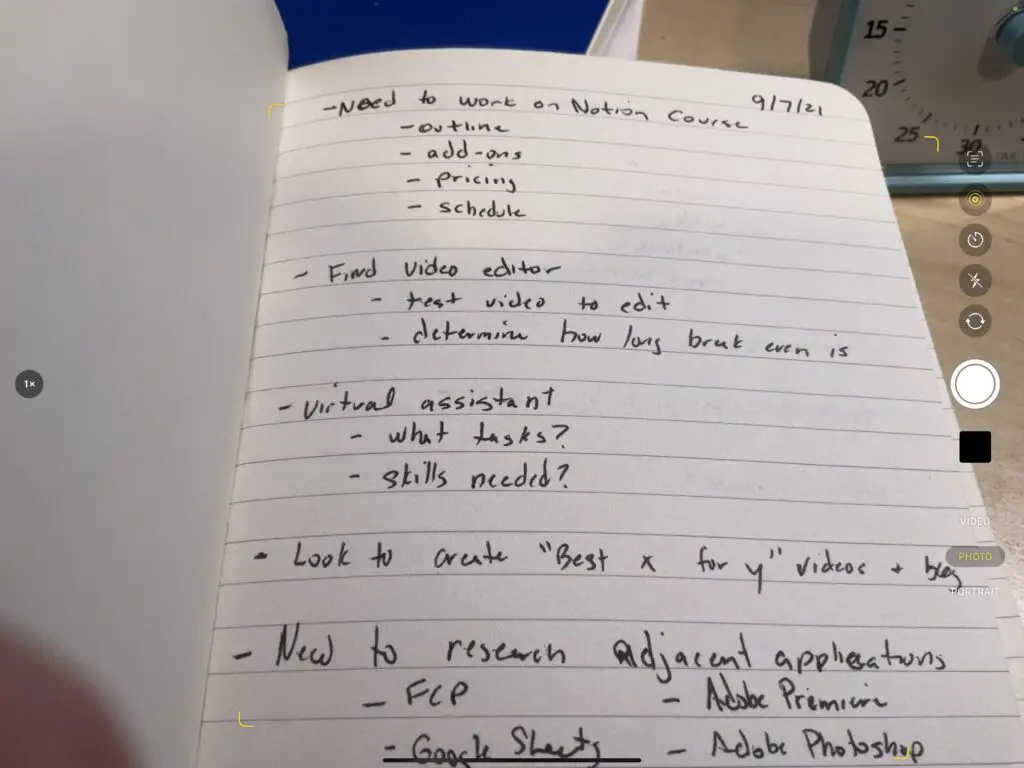 Using iPad Camera to capture handwritten notes