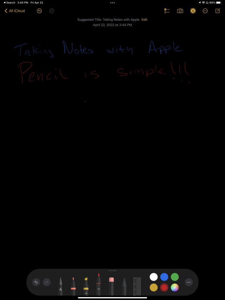 Taking Notes with Apple Pencil in Apple Notes