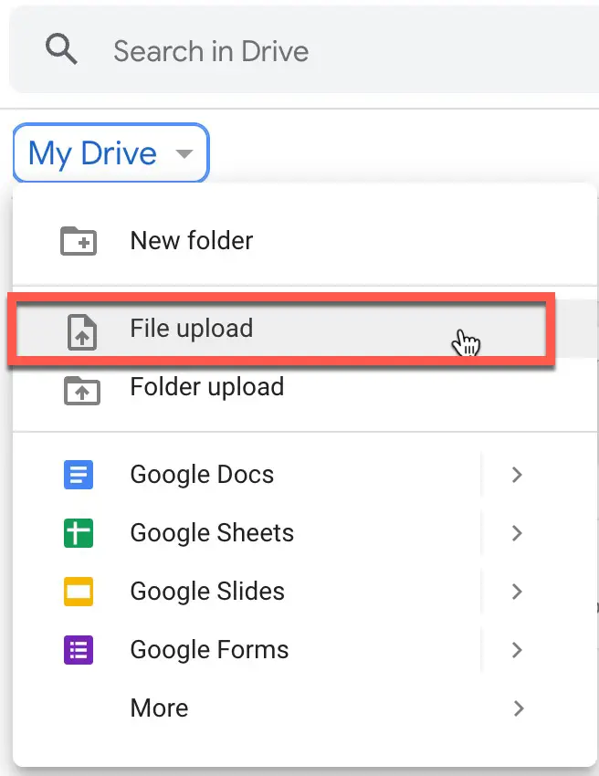 Select "File Upload"
