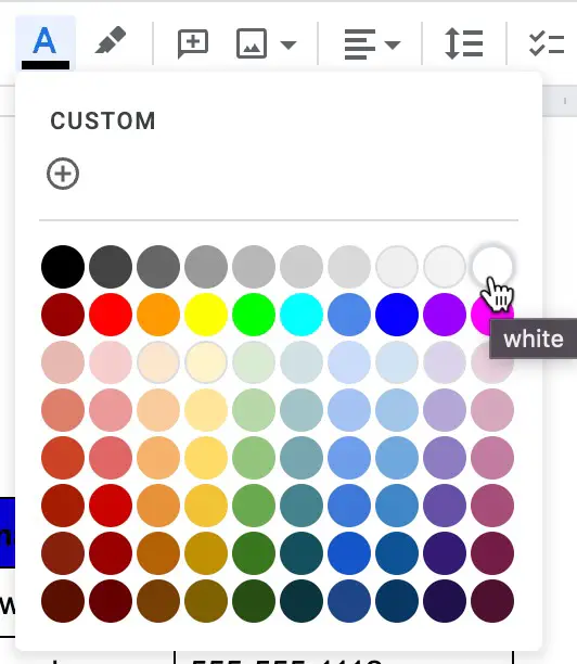 Select white from color picker