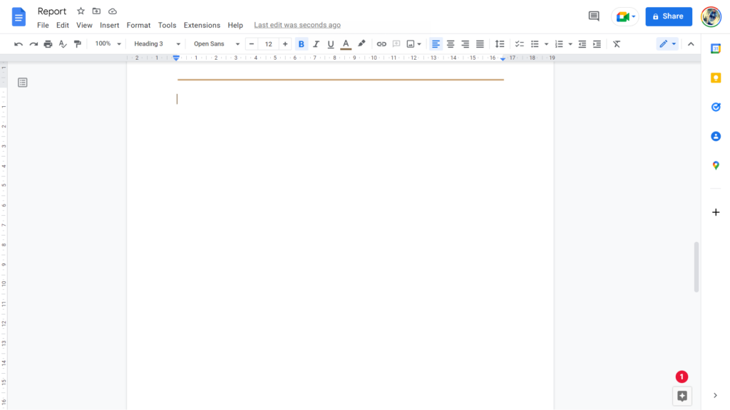 Cursor on blank page