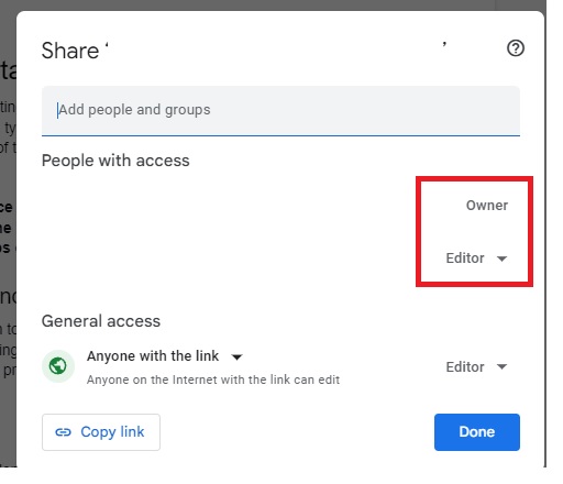 Editing access in Docs