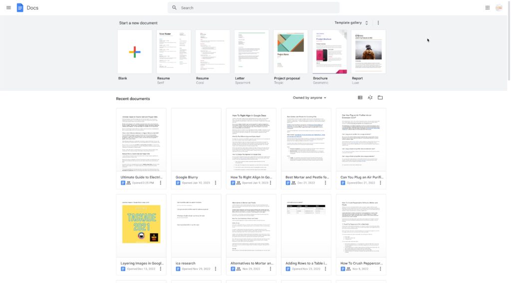 documents in Google Docs